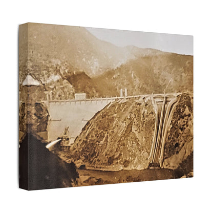 Back View Morris Dam Spillway Satin Canvas Stretched