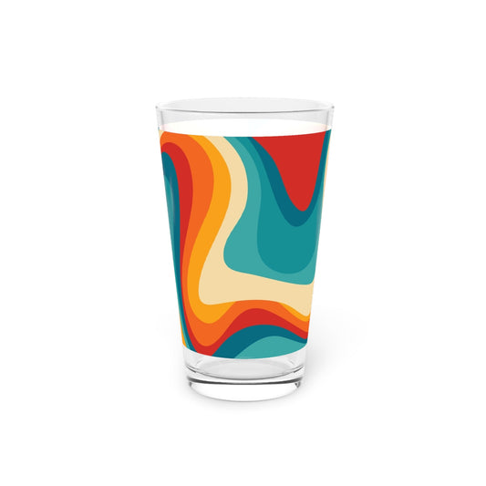 Colorful Retro Swirl 16oz Pint Glass - Kia Day Design