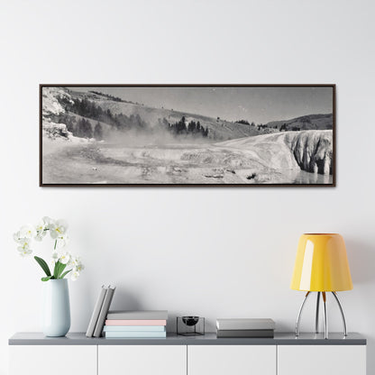 Mammoth Hot Springs Gallery Canvas Wraps Horizontal Frame 60″ x 20″ Walnut Premium Gallery Wraps (1.25″)