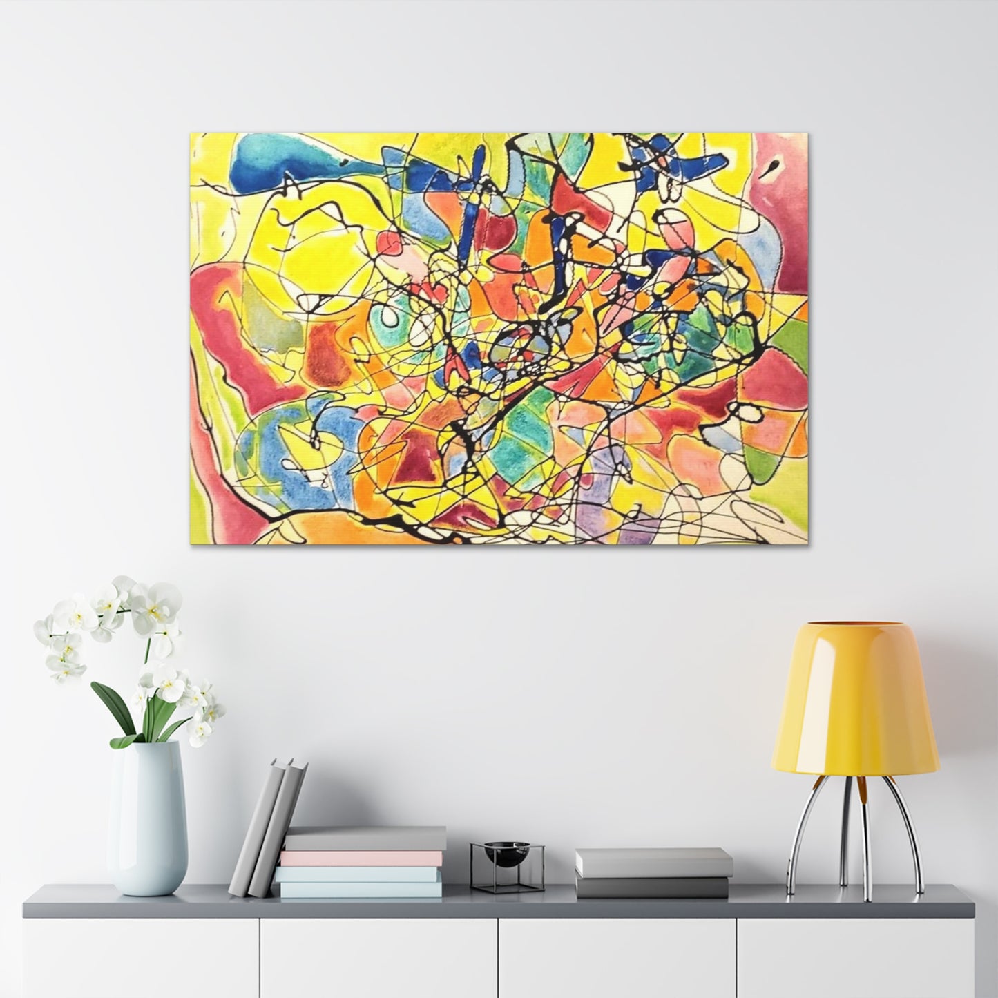 Yellow Abstract Canvas Gallery Wraps 48″ x 32″ 1.25"