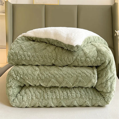 Nordic Style Solid Sherpa Quilt Green