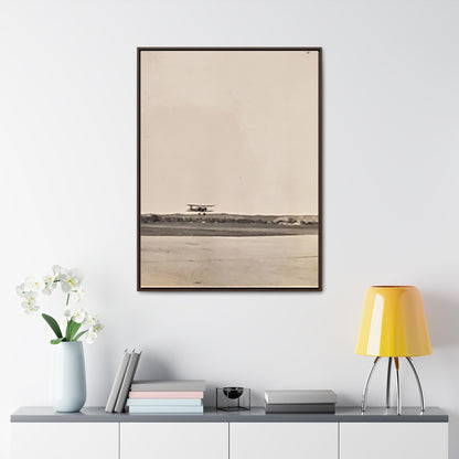 Plane Landing Omaha Airport 1939 Gallery Canvas Wraps, Vertical Frame 30″ x 40″ 1.25" Walnut