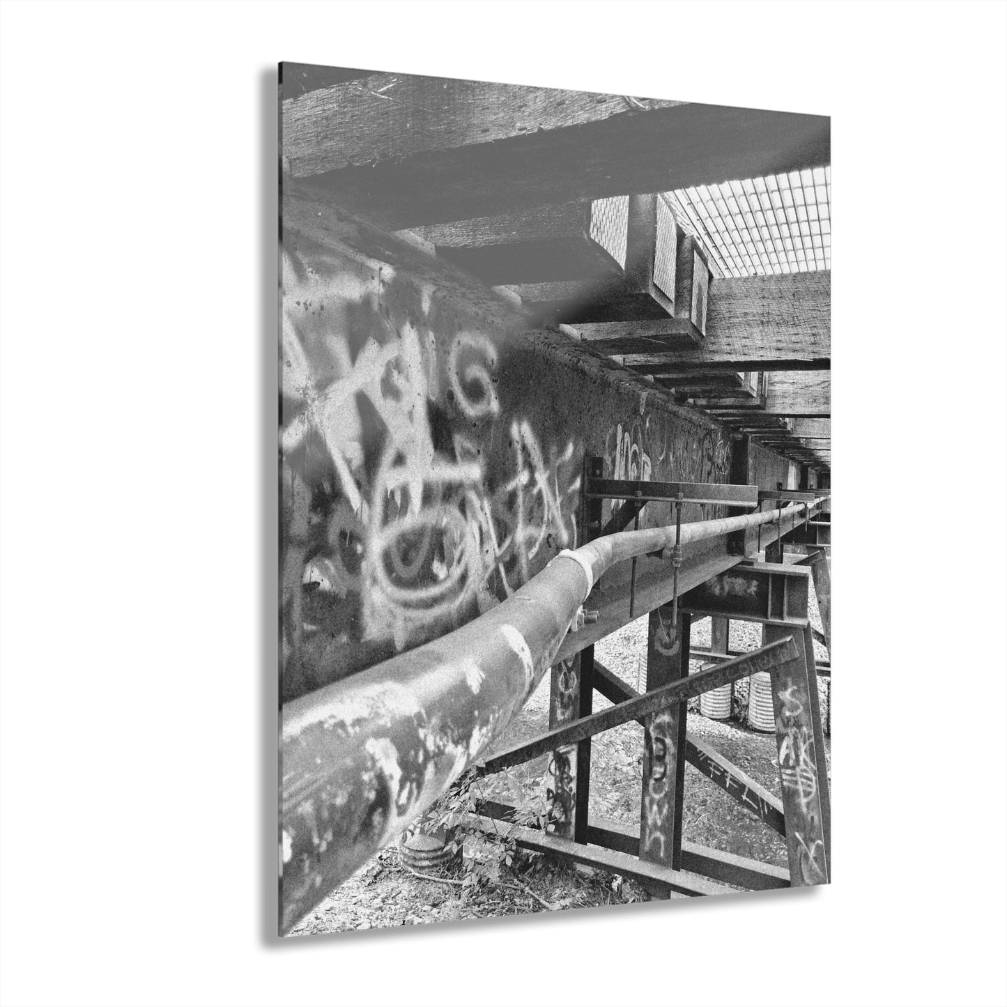 Black & White Urban Graffiti Acrylic Print — Industrial Alley Wall Art French Cleat - - Home Decor