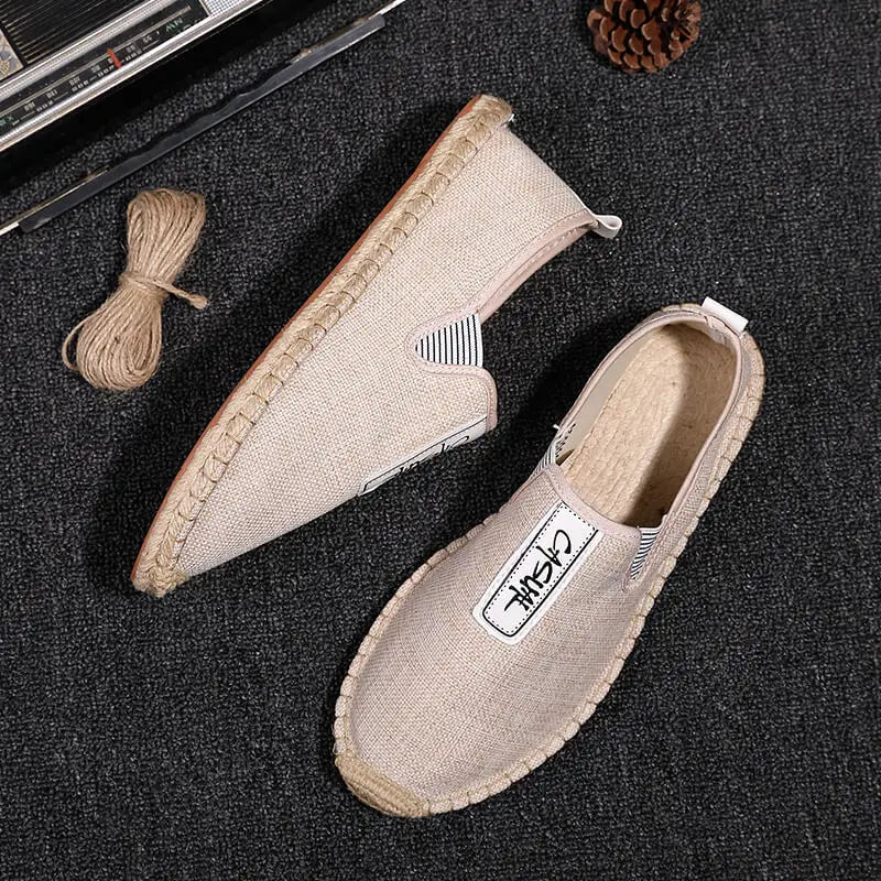 Flat Canvas Shoes Hemp Flats for Men Male Loafers Causal Shoes