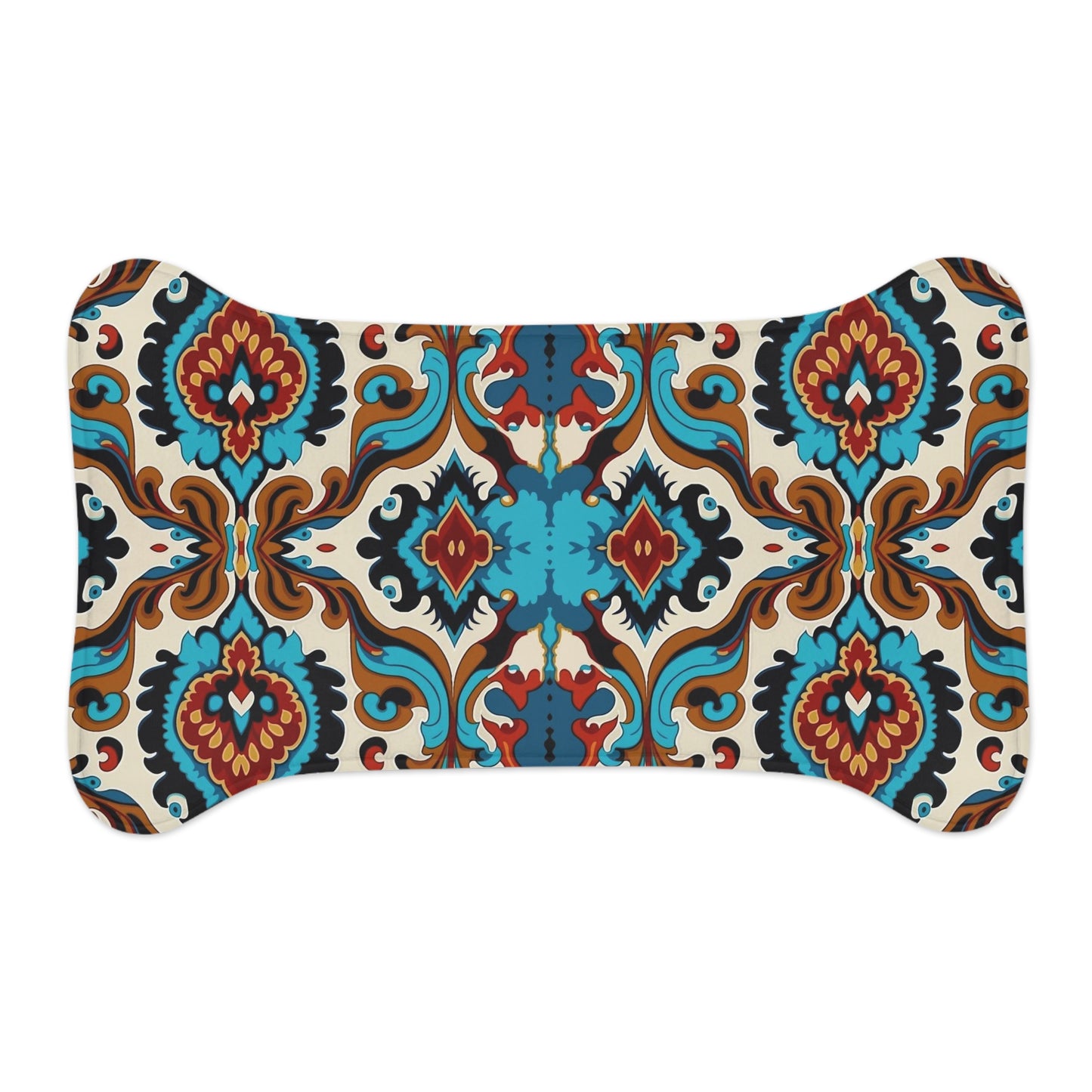 Blue Cream Abstract Pet Feeding Mats