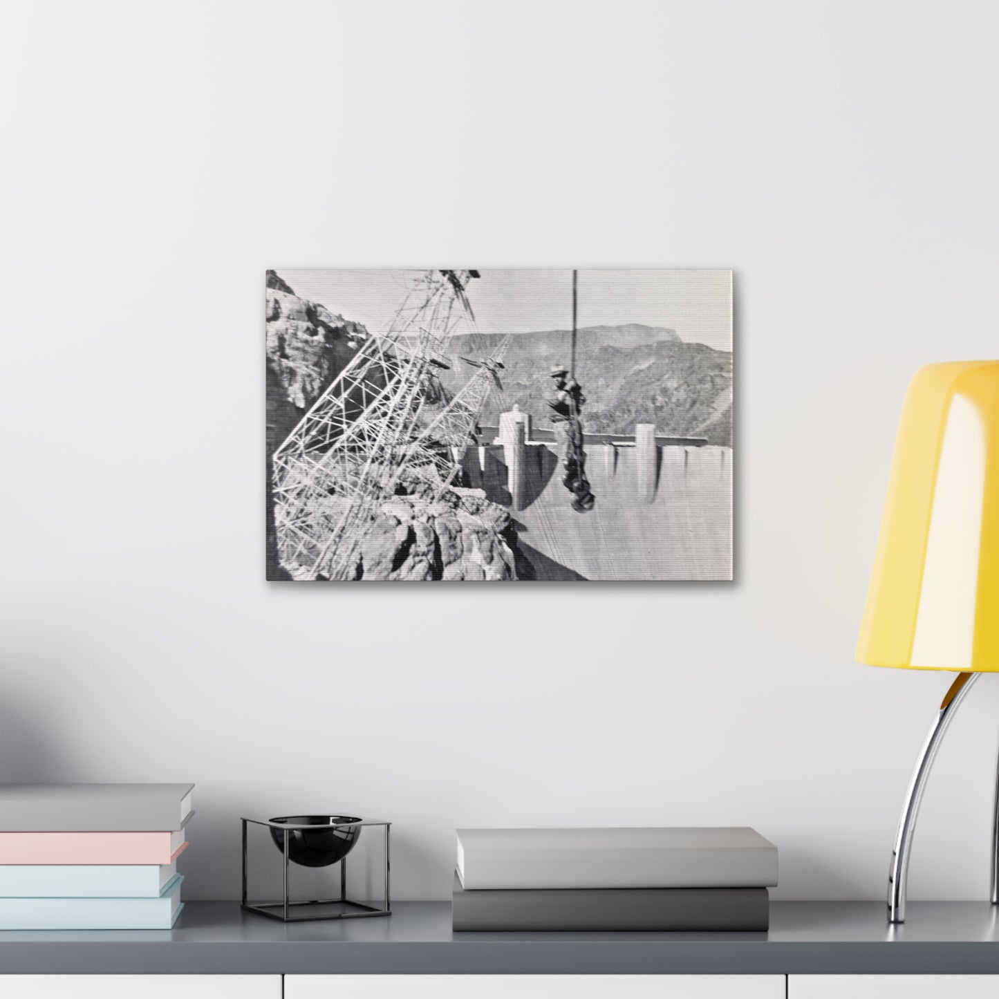 Suspended Boulder Dam Worker Canvas Gallery Wraps