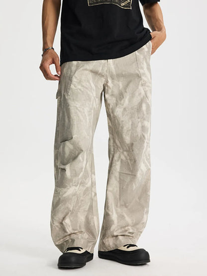 Men's Full Size Relaxed Fit Cargo Pants Plus Size - Gray Apricot -