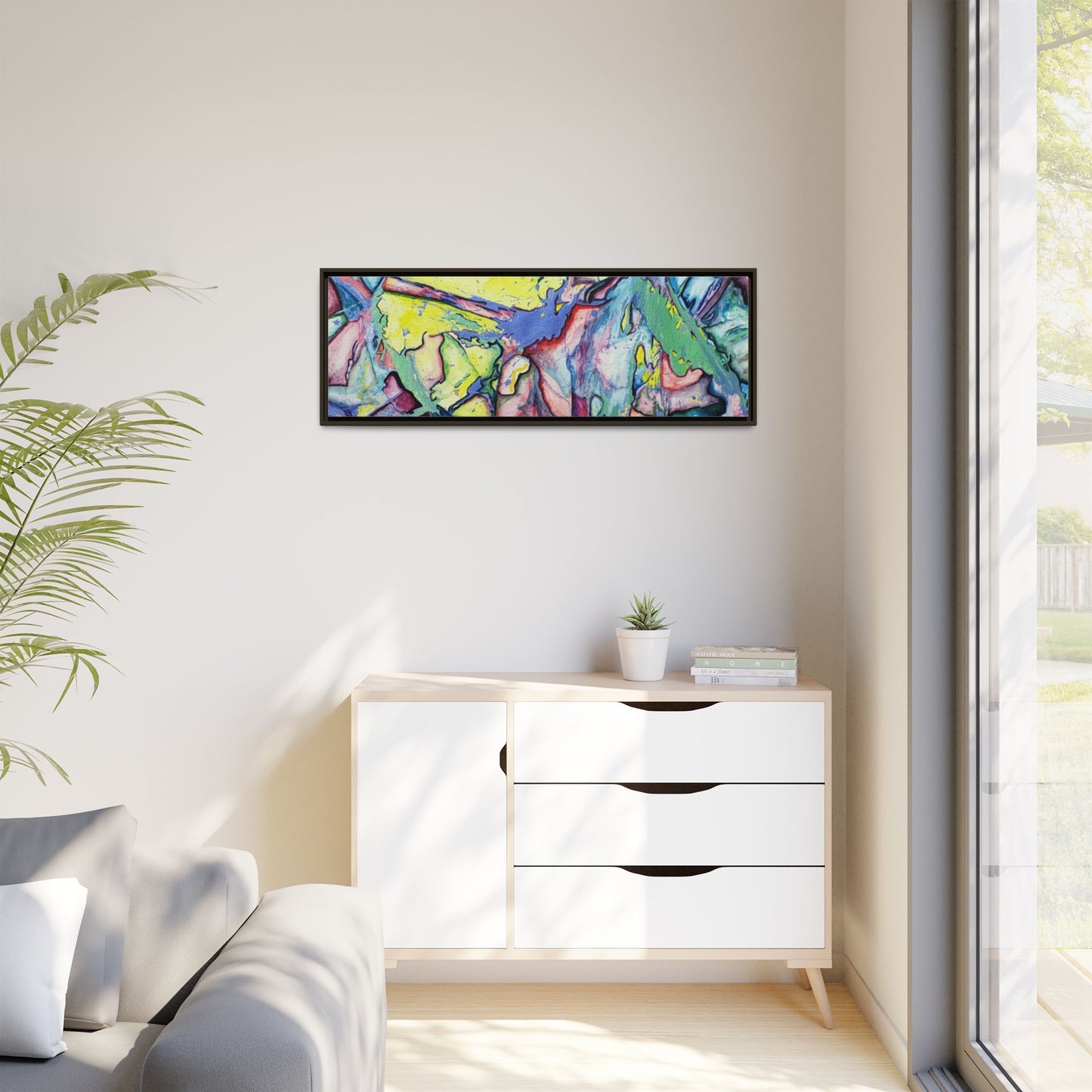 Alien Abstract Colorful Framed Canvas Art - Kia Day Design