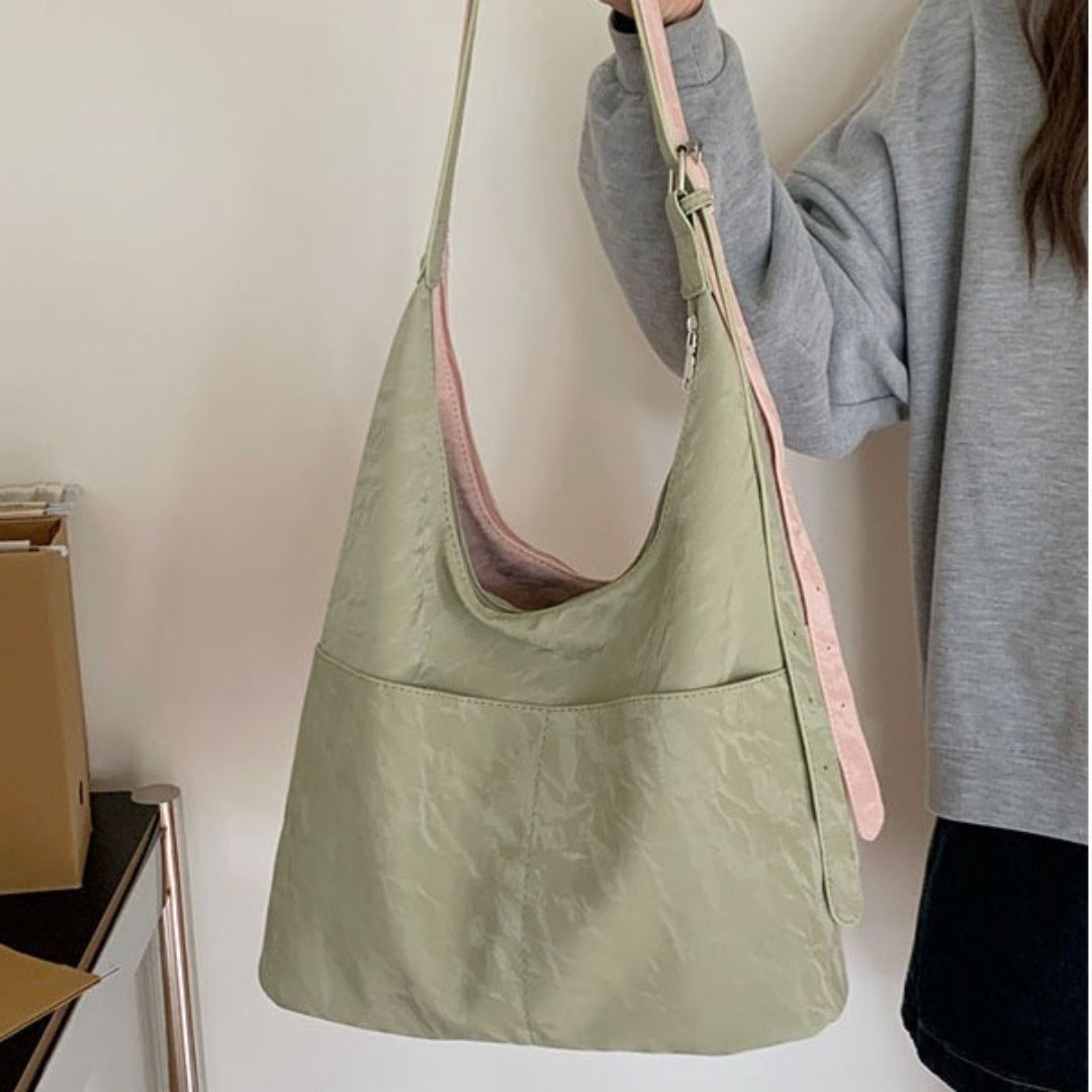 Soft large capacity hobo bag, women's summer work shoulder bag, shoulder bag, casual commuter tote bag - -