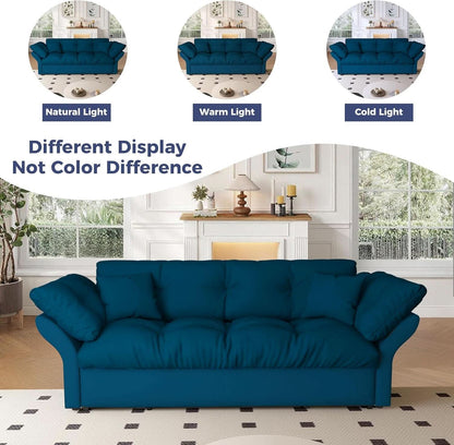 Blue Queen Size Three In One Convertible Sleeper Sofa- ShipItFurniture- {{Product type}}