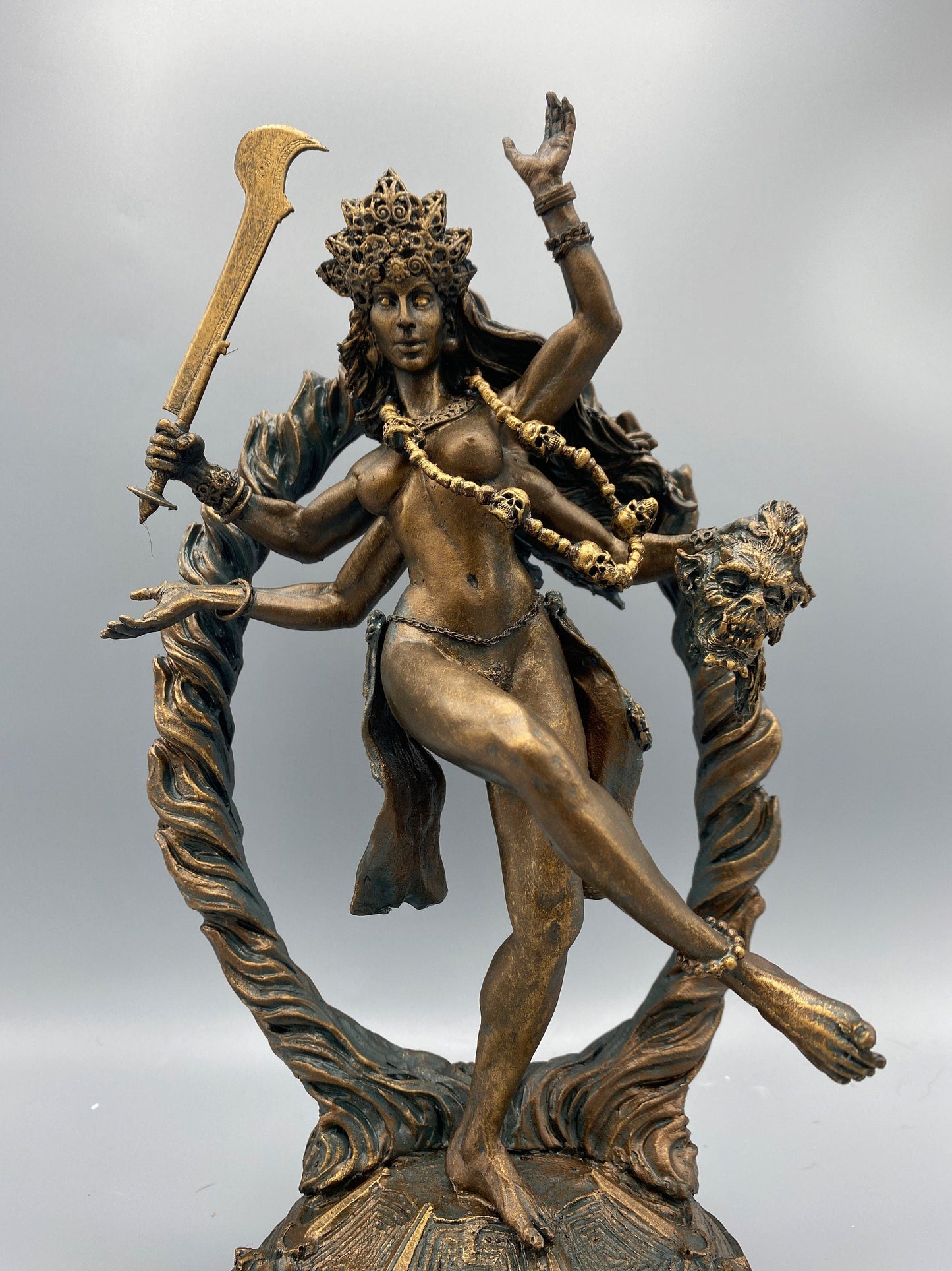 Kali Goddess Statue, Hand Painted Resin Sculpture |Mythological Figurine |Myths and Legends Hindu Statue |Mythic Altar Statue for Home Decor - -