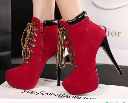 Cross Strap Stiletto Martin Boots