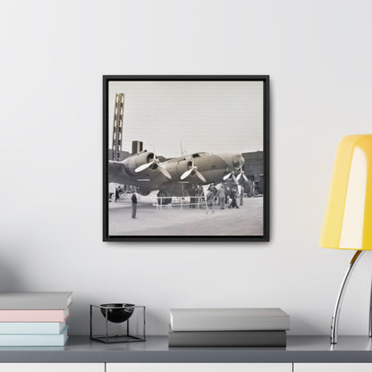 Boeing B-17 Bomber Gallery Canvas Wraps Square Frame 16″ x 16″ 1.25" Black