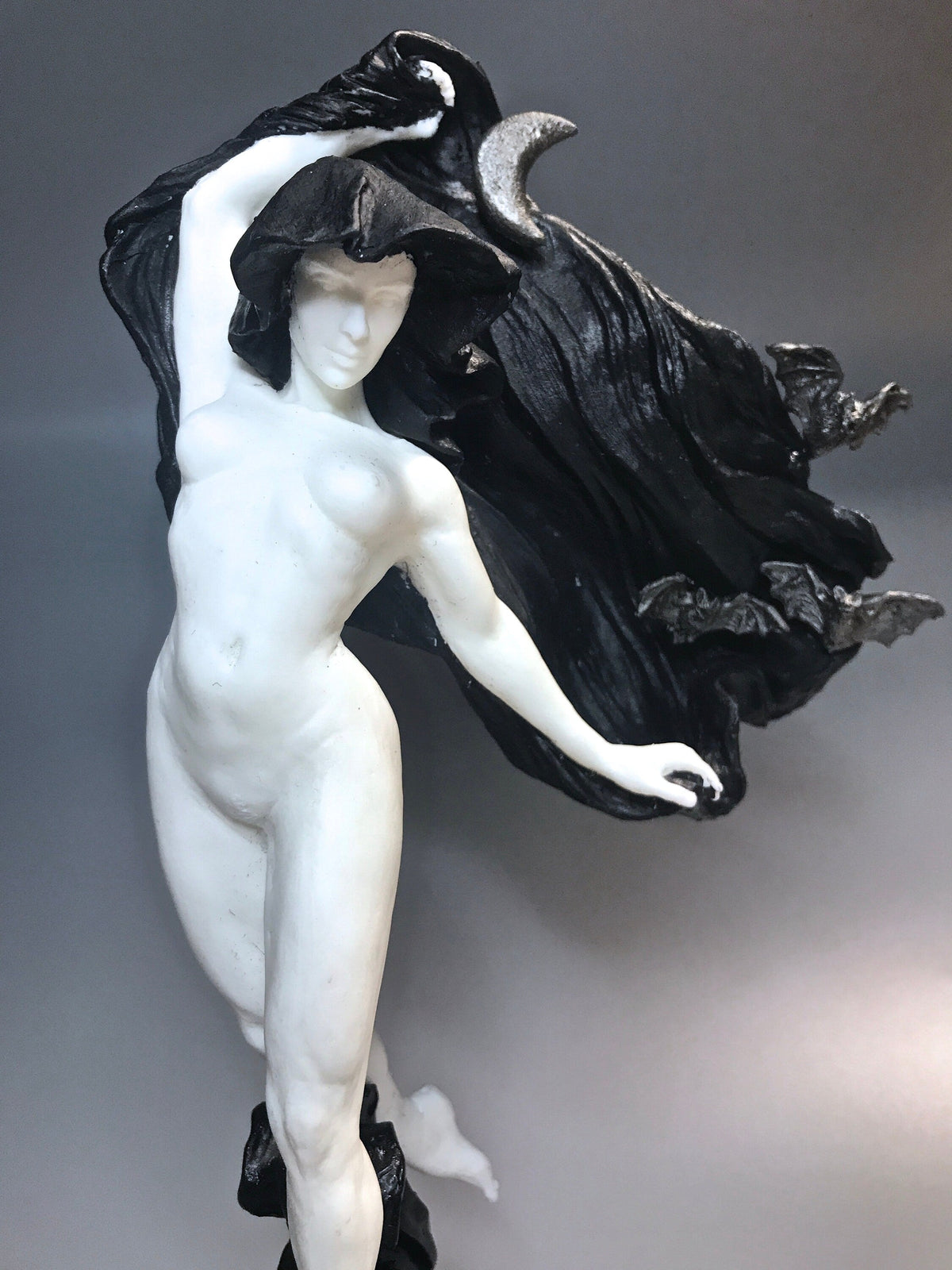 Nyx, the Goddess of the Night Statue, B&W Finish | Mythological Deities Figurine | Myths and Legends Character| Mythic Art for Gothic Decor - -