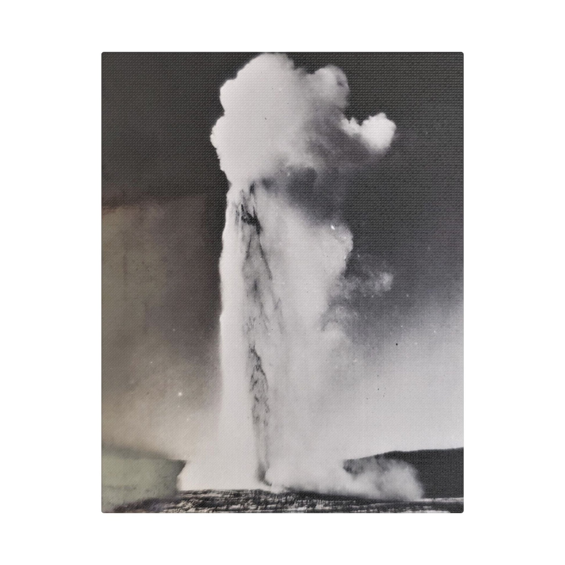 Old Faithful Geyser Yellowstone Satin Canvas Stretched