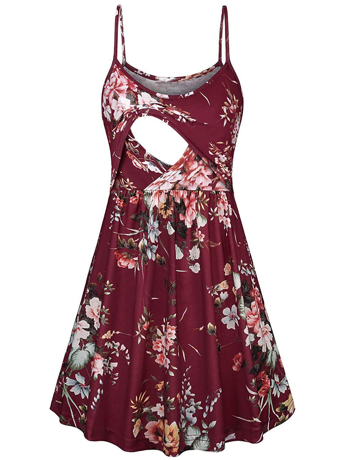 Euro-American Chic Maternity Halter Dress - Wine Red XXL - dress