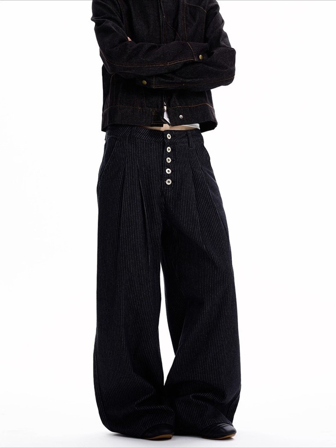 Men's Full Size Button Fly Wide Leg Jeans Plus Size - -