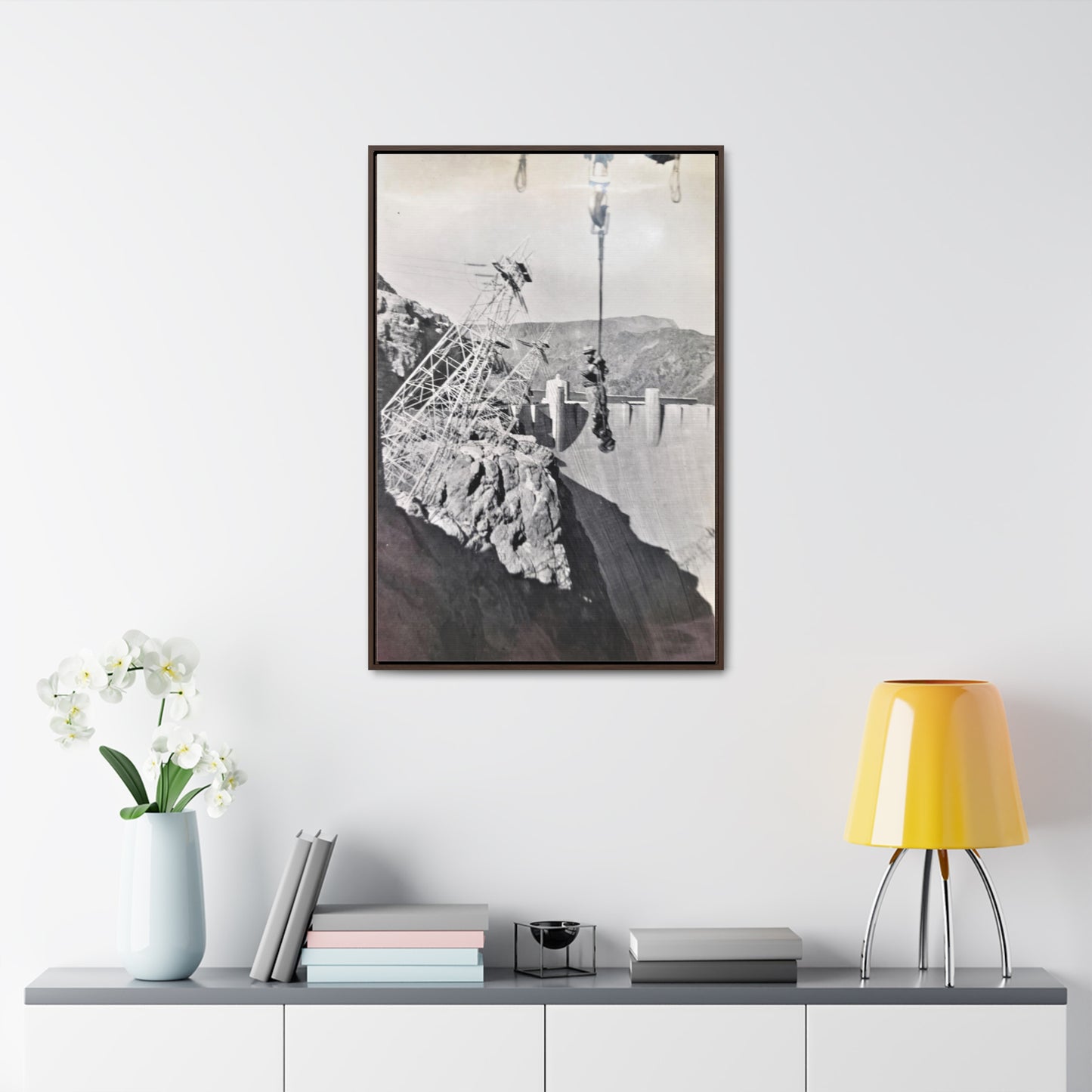 Suspended Boulder Dam Worker Gallery Canvas Wraps, Vertical Frame