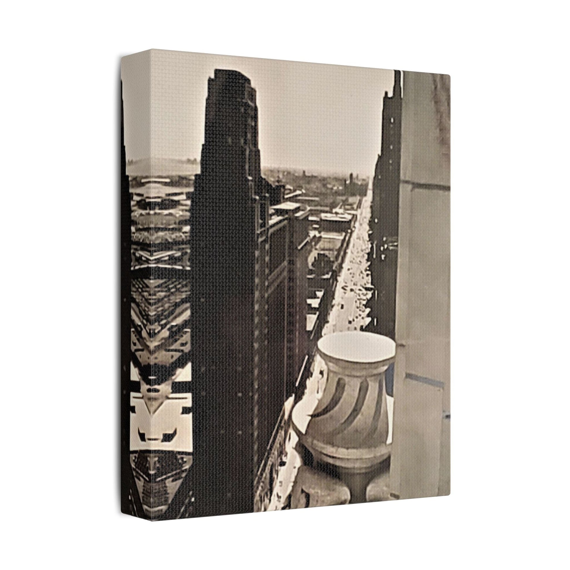 Michigan Ave Chicago Satin Canvas Stretched