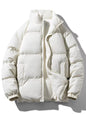 Men's Plus Size Zip Up Sherpa Lined Puffer Jacket - Ivory -