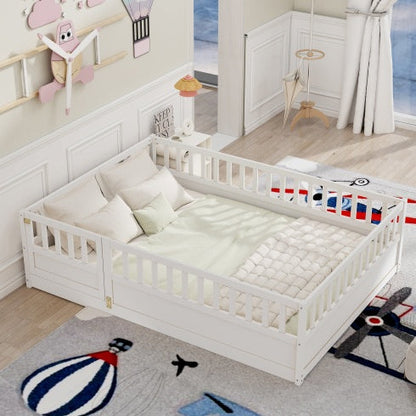 Full Size Montessori Wooden Childrens Floor Bed - - bed frame