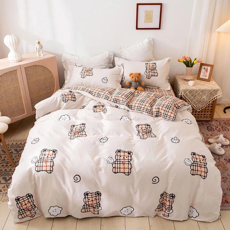 100%Cotton Duvet Cover Flat Sheet Bedding Sets