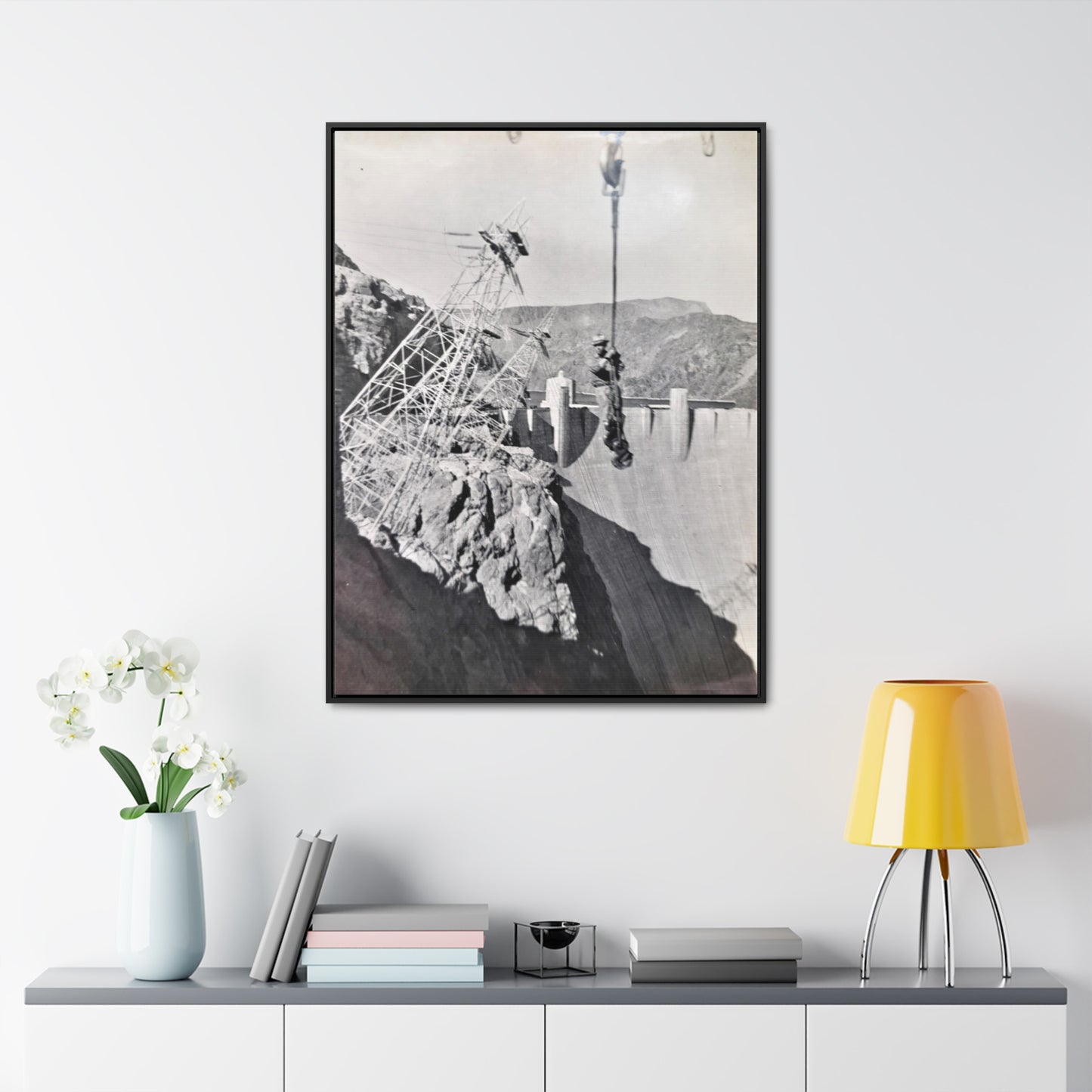 Suspended Boulder Dam Worker Gallery Canvas Wraps, Vertical Frame