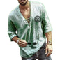 Mens Tee Shirt Solid Tops Pullover v Neck Lace-Up Loose Top Casual Half Sleeve Green