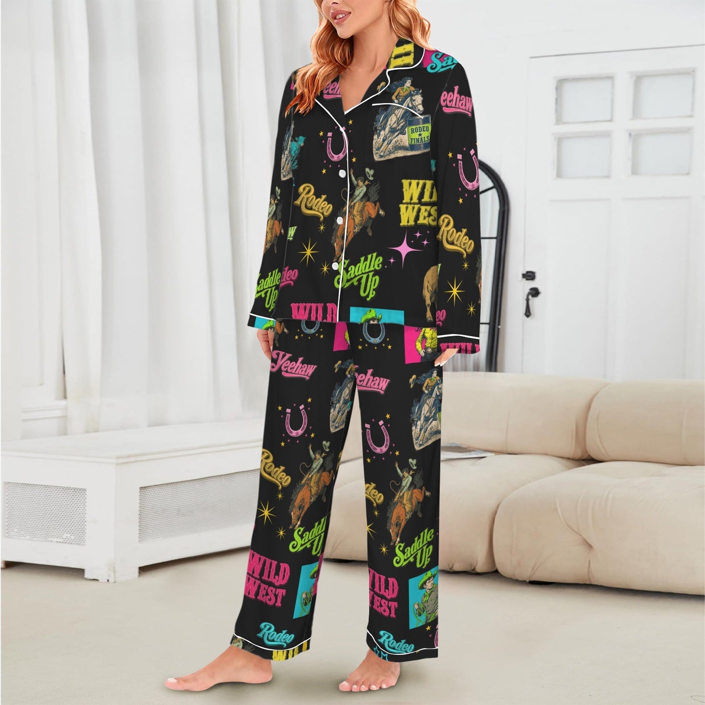 Baha Ranch The Last Round Up Satin Pajama Set - - Pajama Sets
