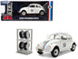 Volkswagen Beetle #53 "Herbie" White with Stripes "The Love Bug" (1968) Movie with Extra Wheels 1/24 Diecast Model Car by Jada- Miniature Motors- {{Product type}}