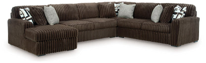 Midnight-Madness - Sectional - Dark Brown 4 Pc. Left Arm Facing Corner Chaise Sectional - Stationary Sectionals