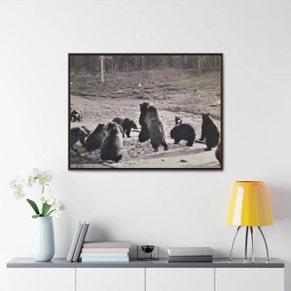 Yellowstone Grizzly Bears Gallery Canvas Wraps 40″ x 30″ Walnut 1.25"