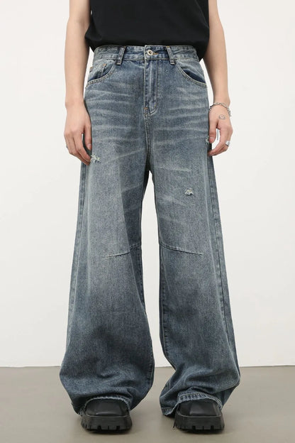 Men's Distressed Wide Leg Jeans - Medium -