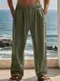 Men's Full Size Side Button Wide Leg Pants Plus Size - Army Green -