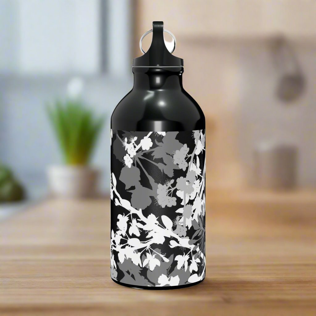 Black and White Blossoms Oregon Sport Bottle