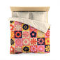 Retro Floral Microfiber Duvet Cover - Kia Day Design