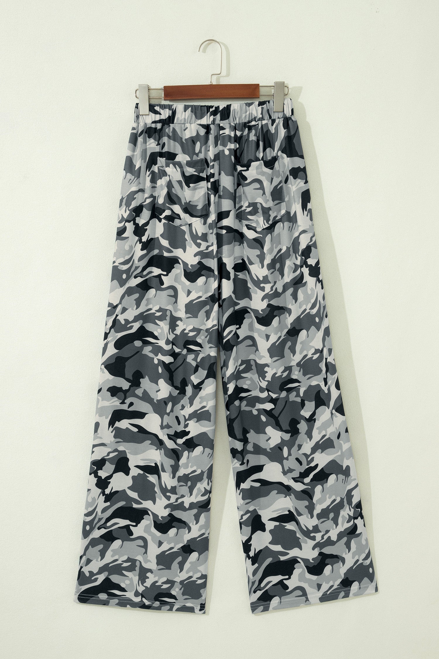 Camo Drawstring High Waist Wide Leg Pants - - Bottoms/Pants & Culotte