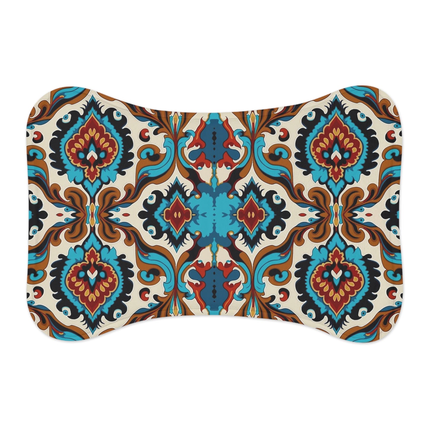 Blue Cream Abstract Pet Feeding Mats