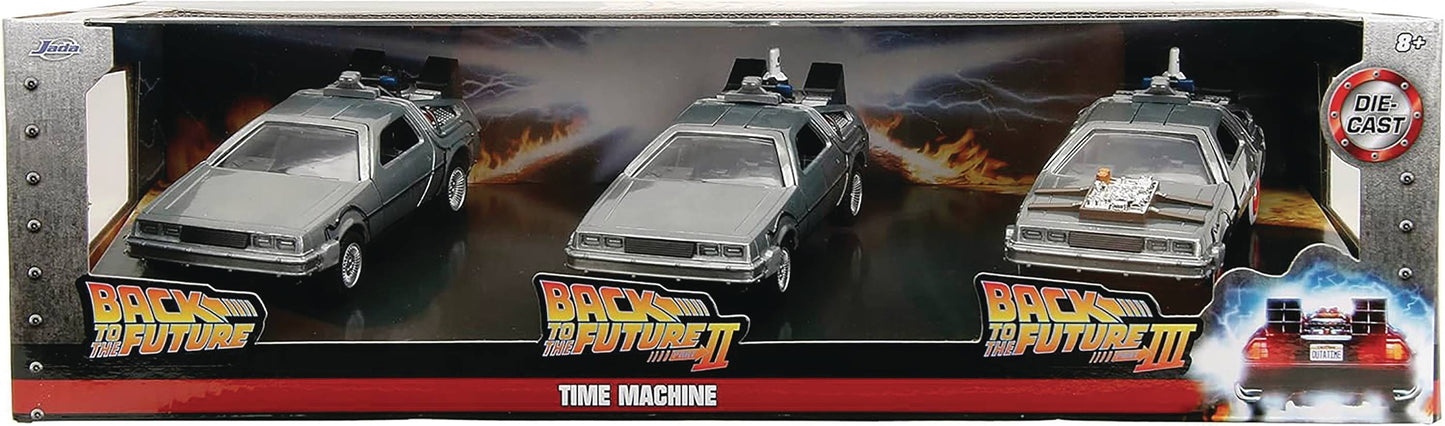 Back to the Future Hollywood Rides 1:32 scale DeLorean Time Machine 3-Pack- Back to the Future™- {{Product type}}