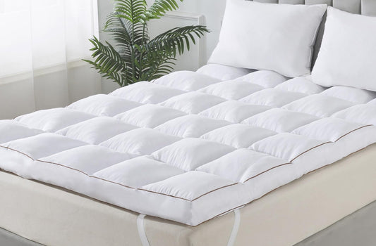 WhatsBedding 3 Inch Memory Foam Mattress Topper Queen Size - White (Multi Layer Filling) Queen - mattress pad