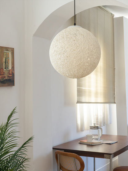 Modern White Rattan Bamboo Ball Ceiling Hanging Light