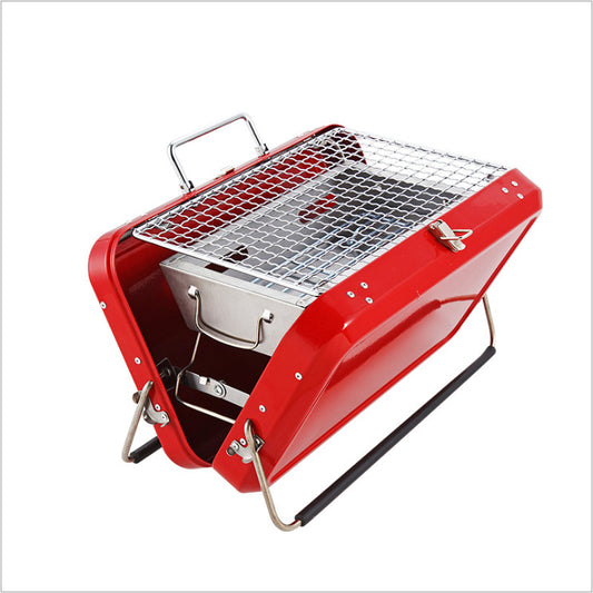 Portable Luggage Style Outdoor Barbecue Rack - Red - grill