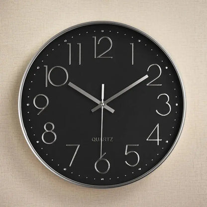 10 Inch Aesthetic Minimalist Large Mechanic Clock Wall black silver