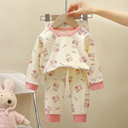 Pure Cotton Pajamas Long Sleeve Top and Pants Set pink