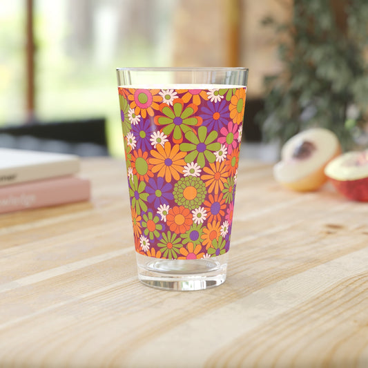 Colorful Floral Pint Glass - 16oz - Kia Day Design