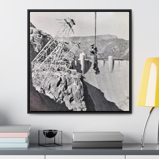 Suspended Boulder Dam Worker Gallery Canvas Wraps, Square Frame