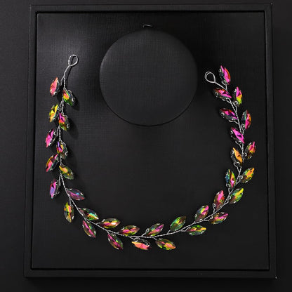 Colorful Crystal Bridal Hair Vine Headband - Colorful - headband