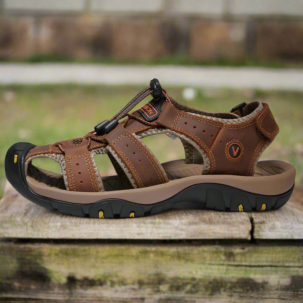 Large Size Real Genuine Leather Outdoor Summer Beach Leather Sandals