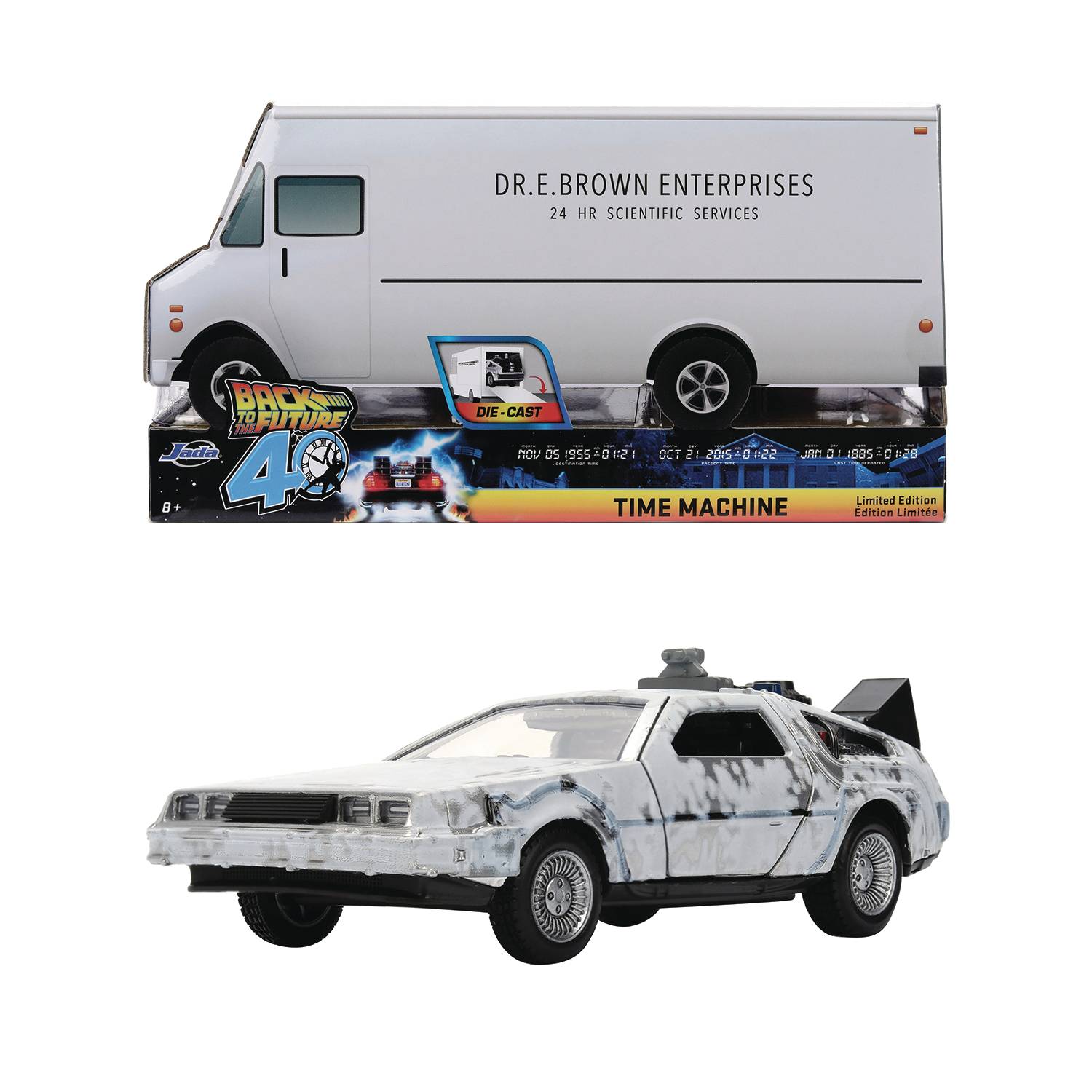 Back to the Future die-cast 1:32 scale 40th Anniversary "Hollywood Rides" DeLorean Time Machine (Frost Finished)- Back to the Future™- {{Product type}}