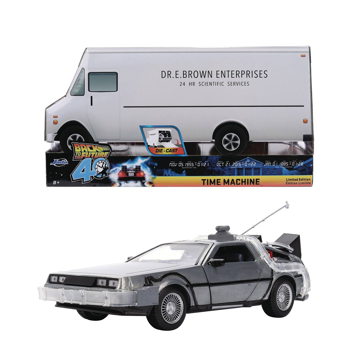 Back to the Future die-cast 1:24 scale 40th Anniversary "Hollywood Rides" light-up DeLorean Time Machine- Back to the Future™- {{Product type}}